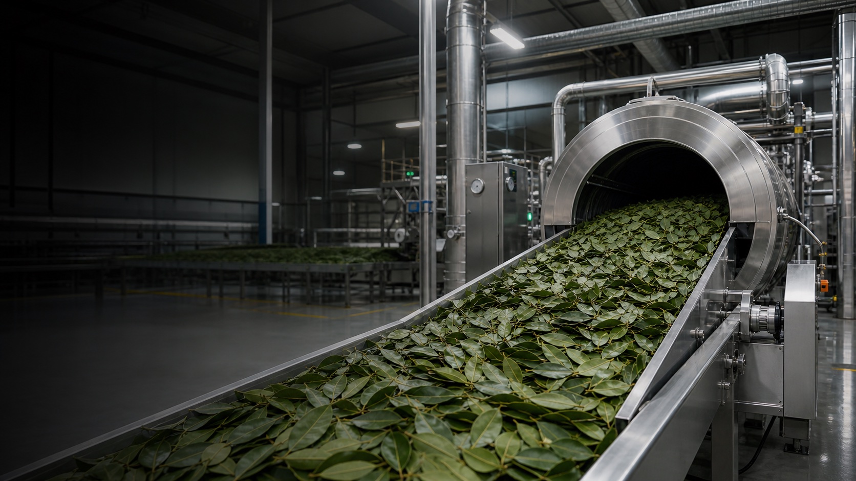 Controlled industrial laurel drying line