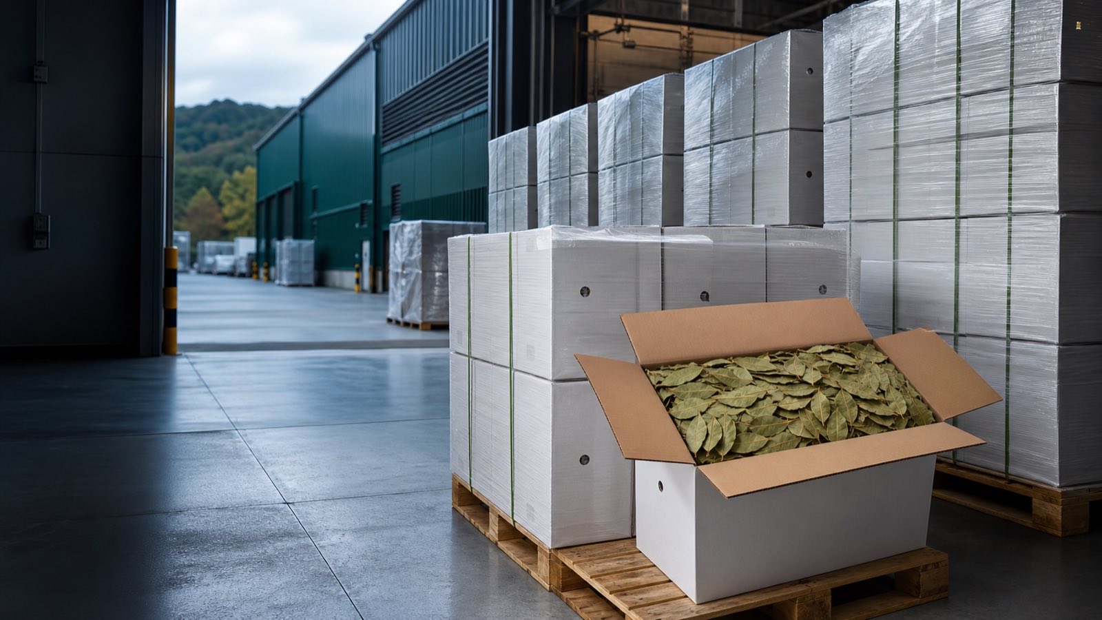 Export-ready packaged laurel pallets